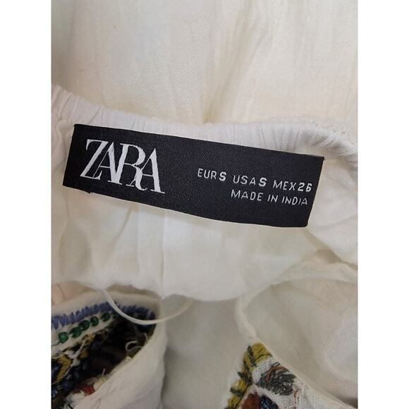 Zara Midi Dress SZ S Halter Embroidered Gauze Beachy Bohemian Cottagecore - Picture 10 of 13